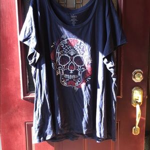 5X Navy Blue Torrid skull t-shirt